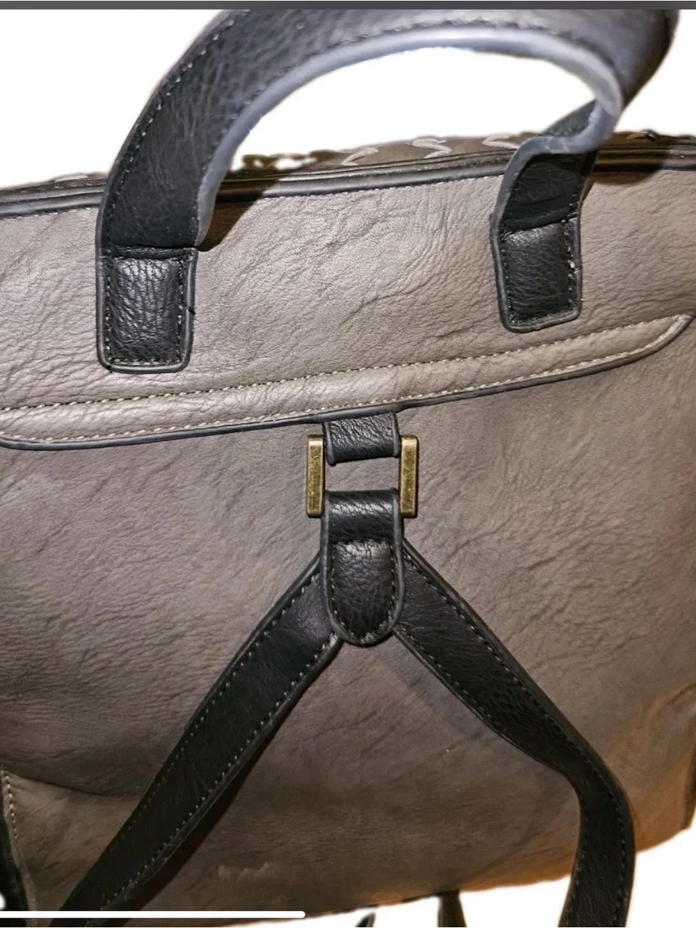 Simply Noelle Woven Backpack Purse Gray Black Boho Drawstring Shoulder Bag